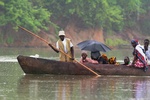 ferry in the rain