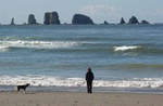 MK on beach