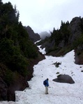 MK on snow field